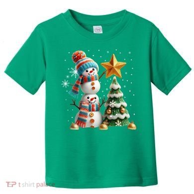 Funny Snowmen Putting Up Christmas Tree Toddler T-Shirt