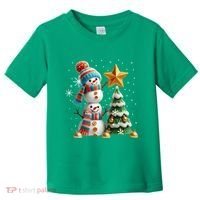 Funny Snowmen Putting Up Christmas Tree Toddler T-Shirt thumb 0