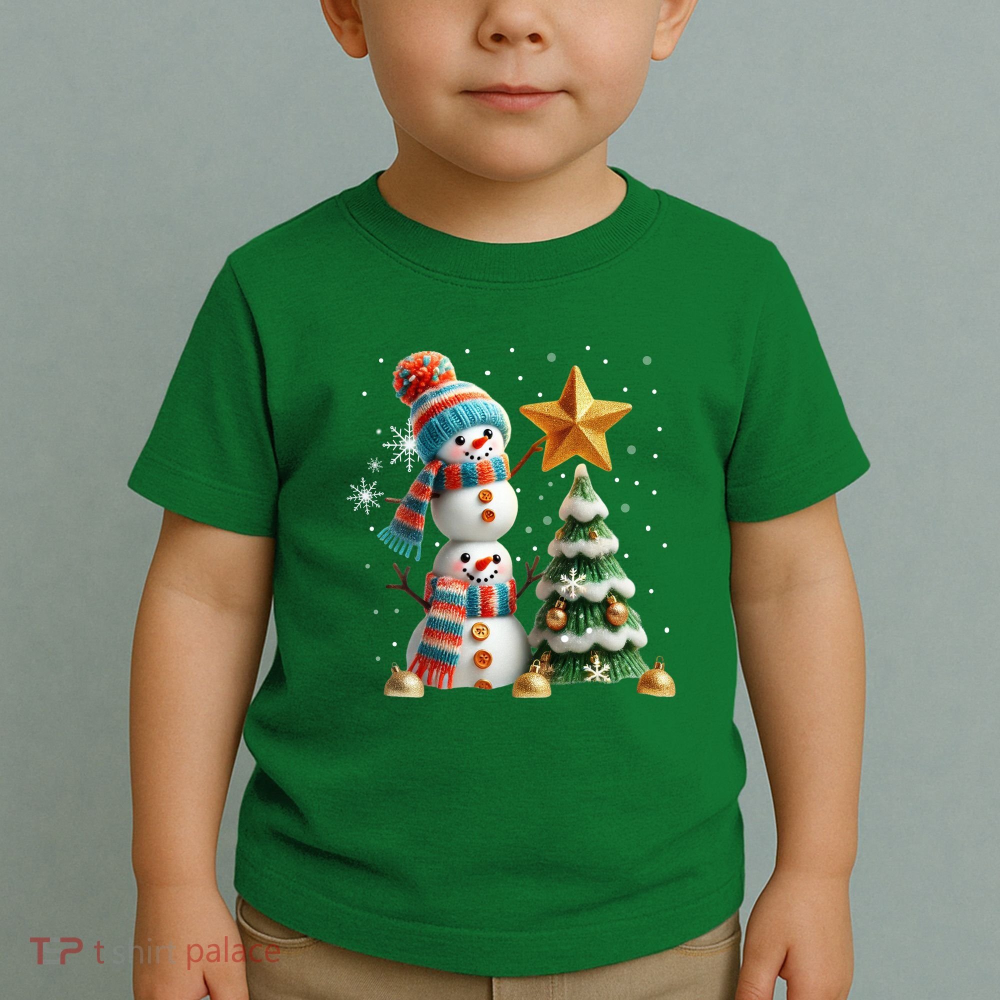 Funny Snowmen Putting Up Christmas Tree Toddler T-Shirt