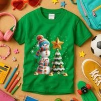 Funny Snowmen Putting Up Christmas Tree Kids T-Shirt thumb 3