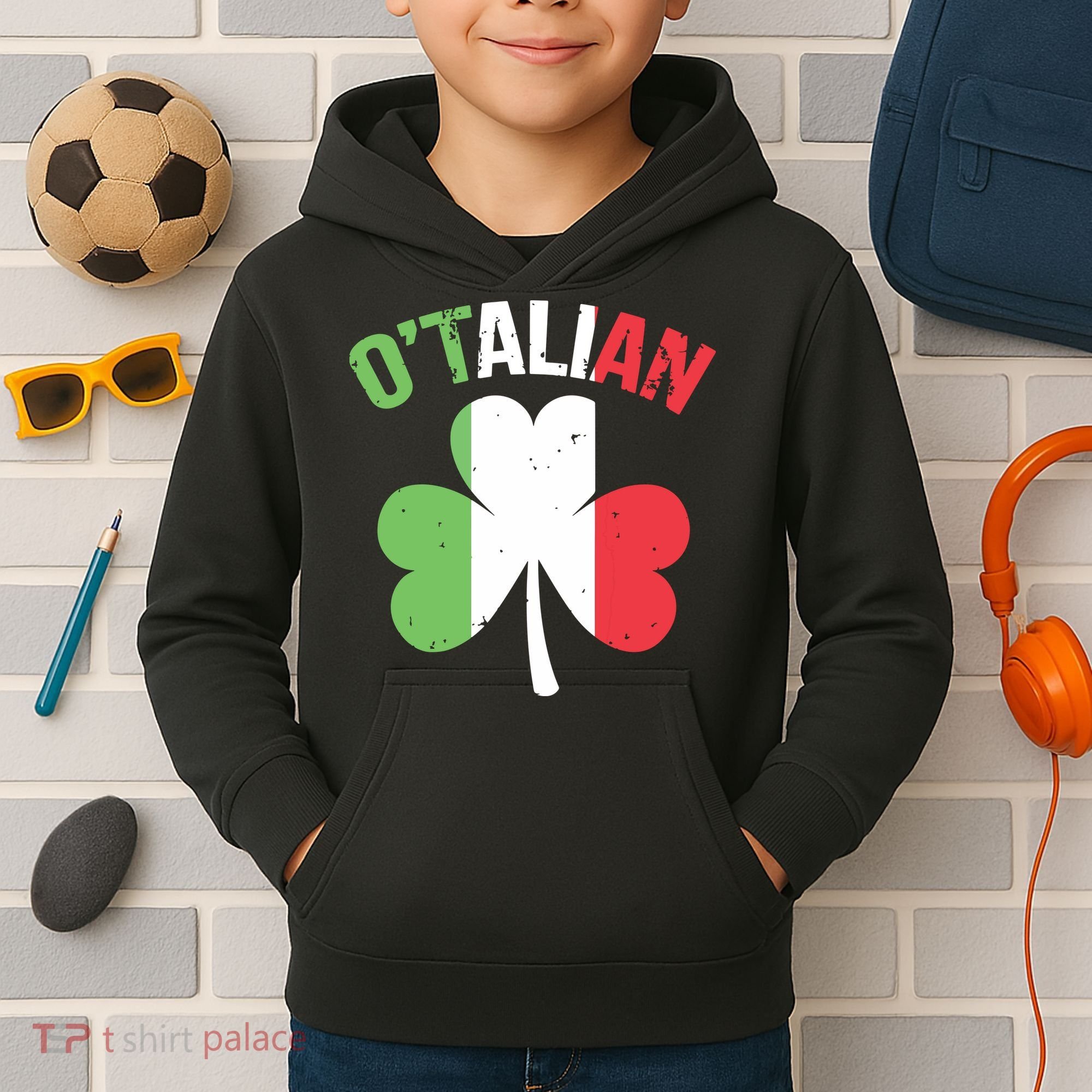 Funny Saint Patricks Day Irish Italian Otalian Kids Hoodie