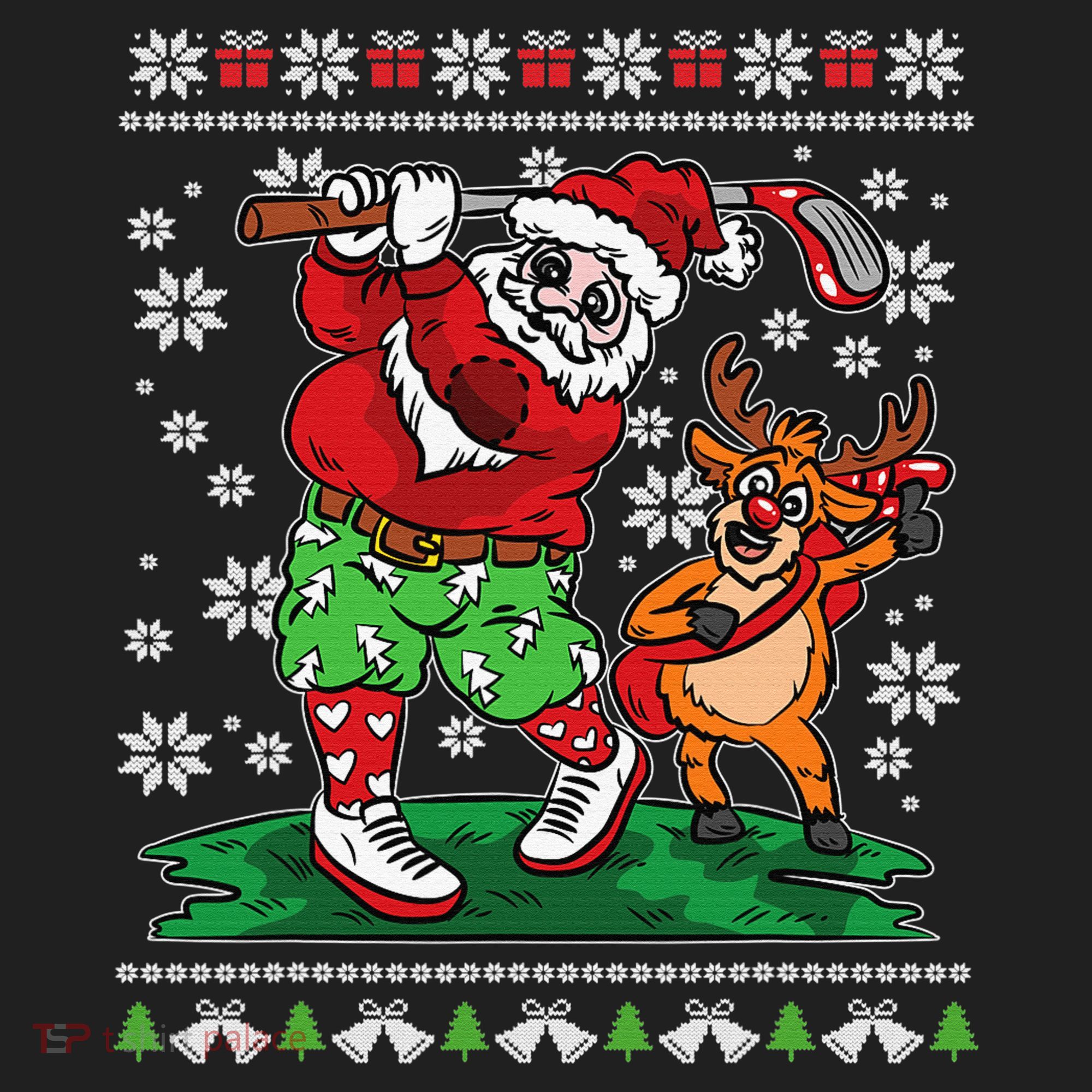 Funny Santa Playing Golf Sports Ugly Golf Christmas Women's Sweatshirt