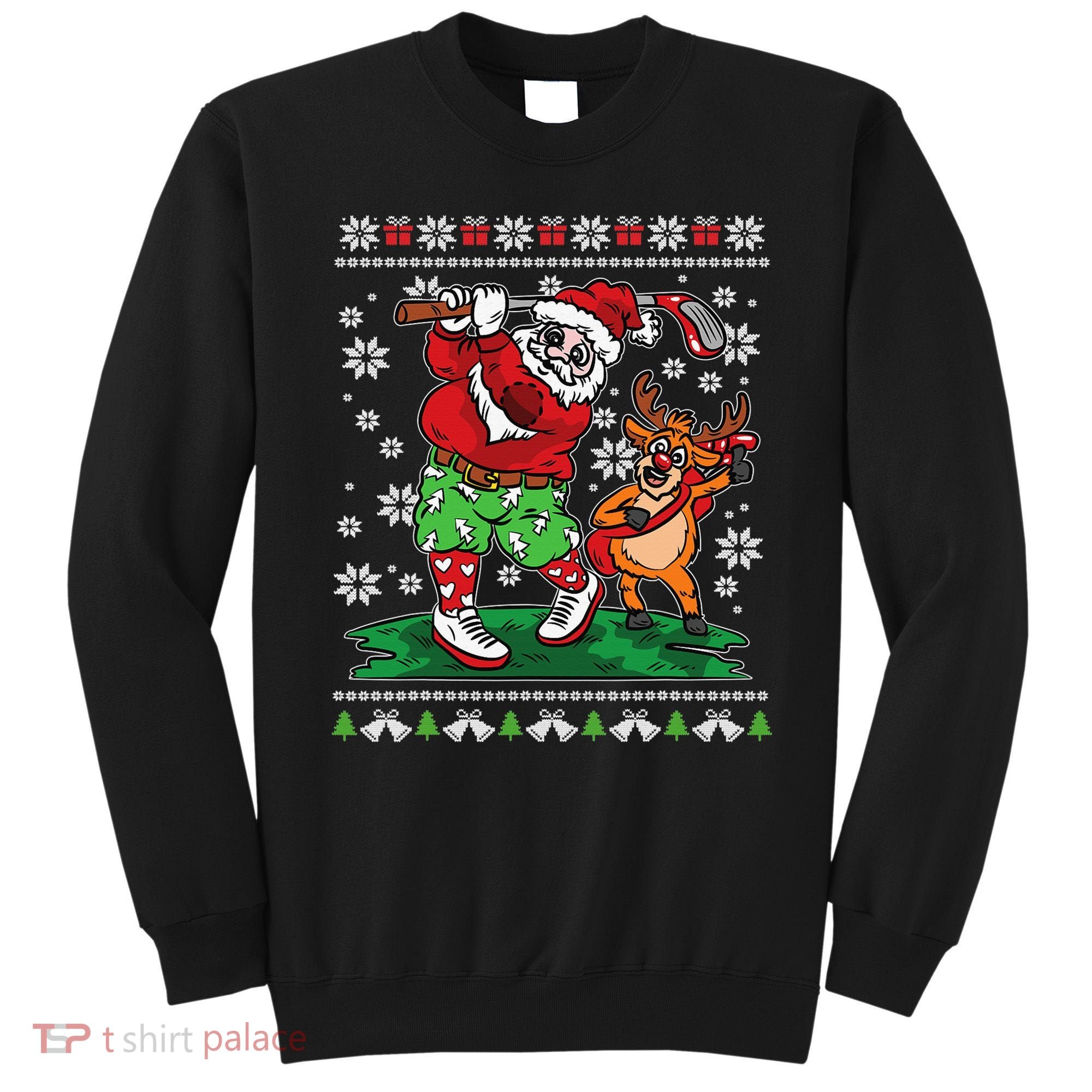 Funny Santa Playing Golf Sports Ugly Golf Christmas Sweatshirt