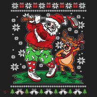 Funny Santa Playing Golf Sports Ugly Golf Christmas Beanie thumb 2