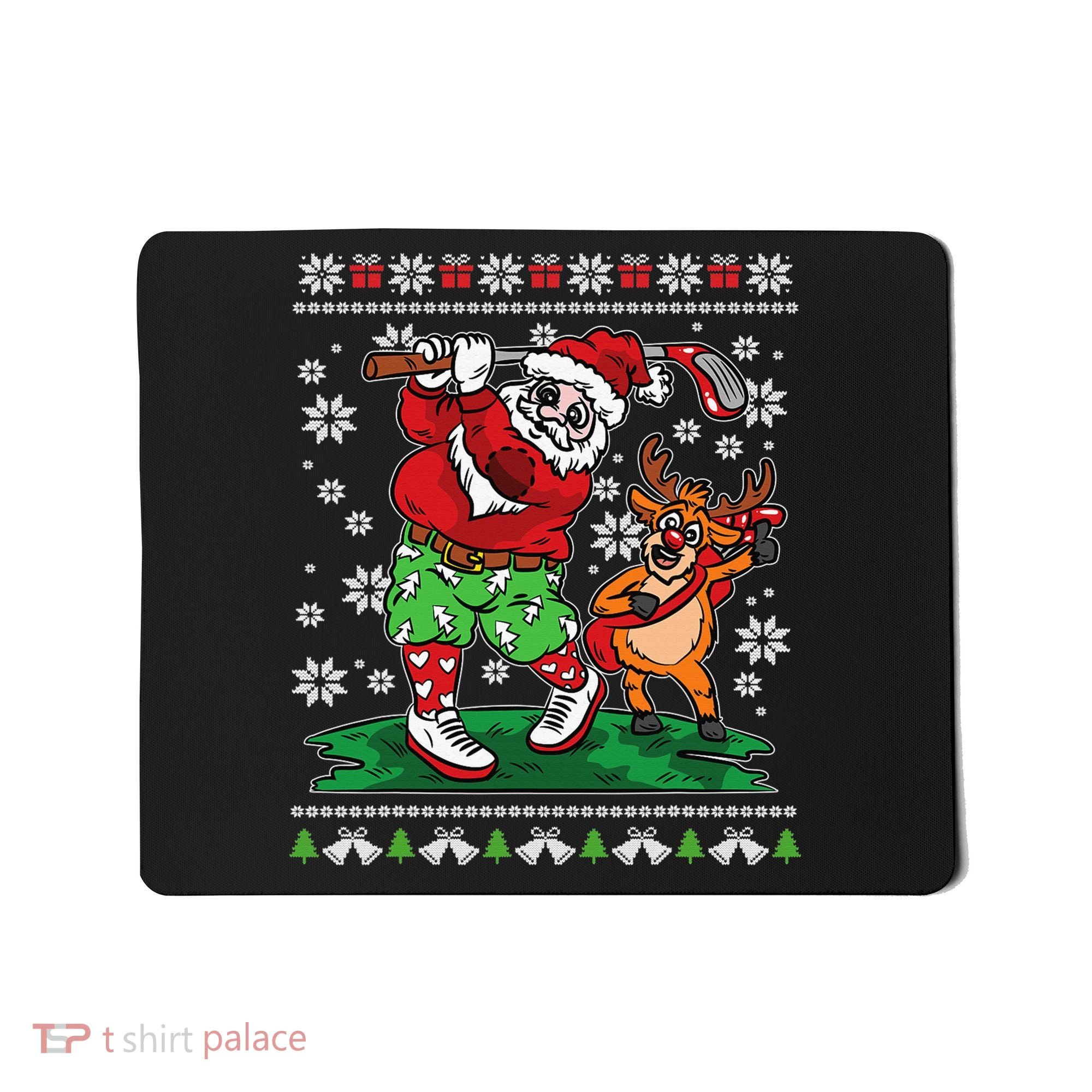 Funny Santa Playing Golf Sports Ugly Golf Christmas Mousepad
