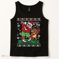 Funny Santa Playing Golf Sports Ugly Golf Christmas Tank Top thumb 2