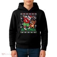 Funny Santa Playing Golf Sports Ugly Golf Christmas Kids Hoodie thumb 4