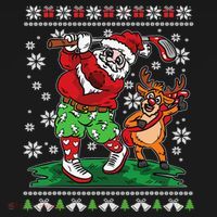 Funny Santa Playing Golf Sports Ugly Golf Christmas Kids Long Sleeve Shirt thumb 2