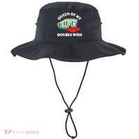 Funny Sarcastic Queen of My Double Wide Trailer Engagement Bucket Hat thumb 0