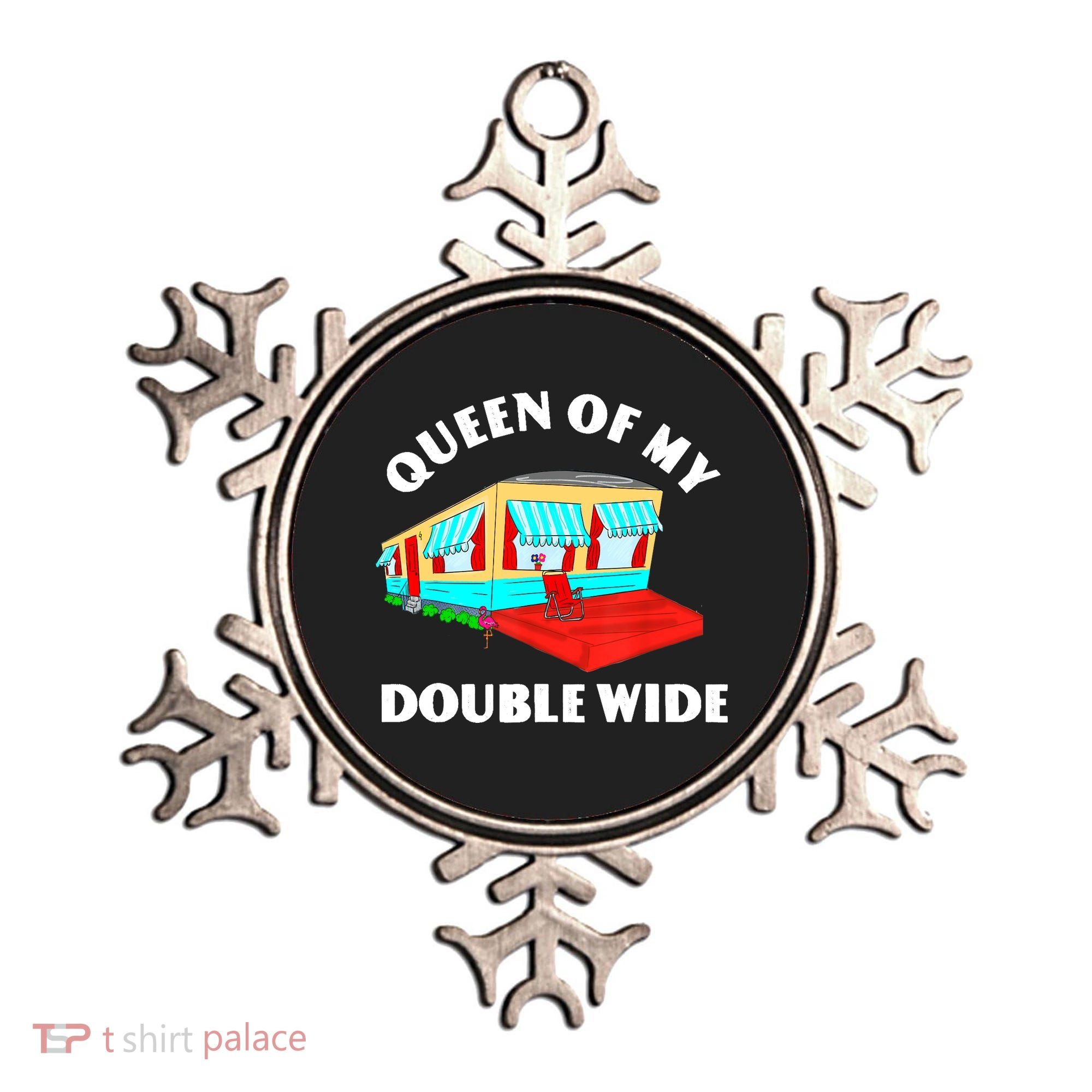 Funny Sarcastic Queen of My Double Wide Trailer Engagement Ornament