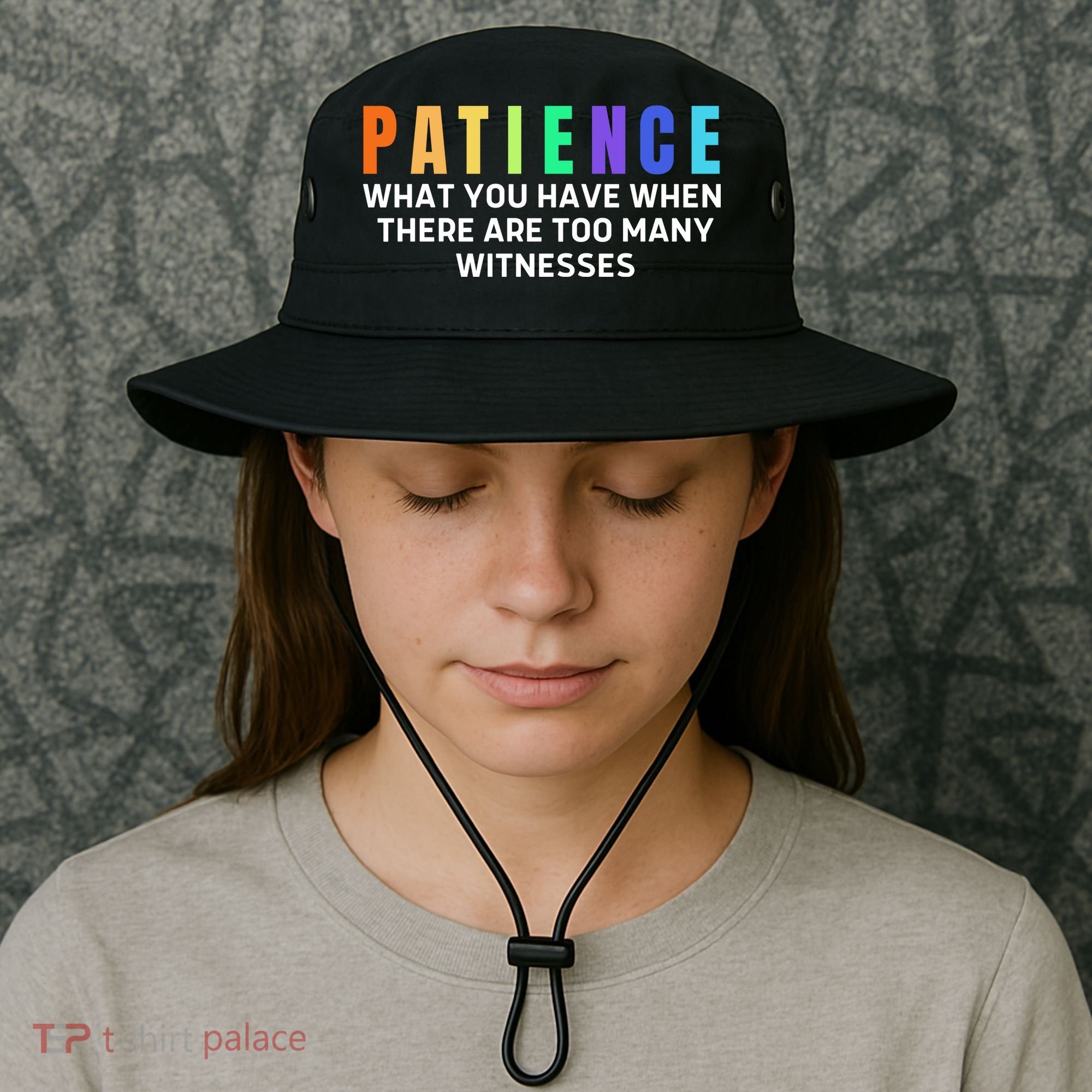 Funny Sarcastic Quote Saying Patience Definition Bucket Hat