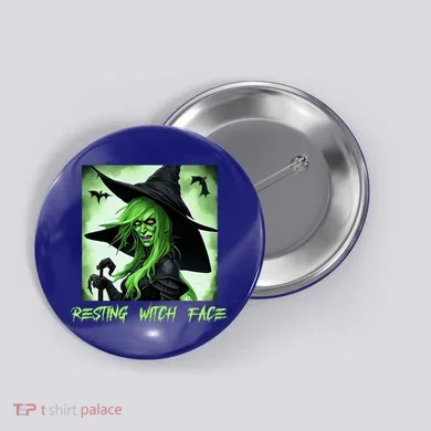 Funny Scary Resting Witch Face Gift Button