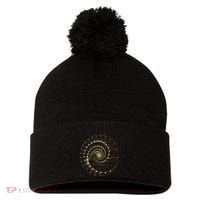 Fibonacci Spiral Ratio Mathematicians Sacred Geometry Pom Pom 12in Knit Beanie thumb 0