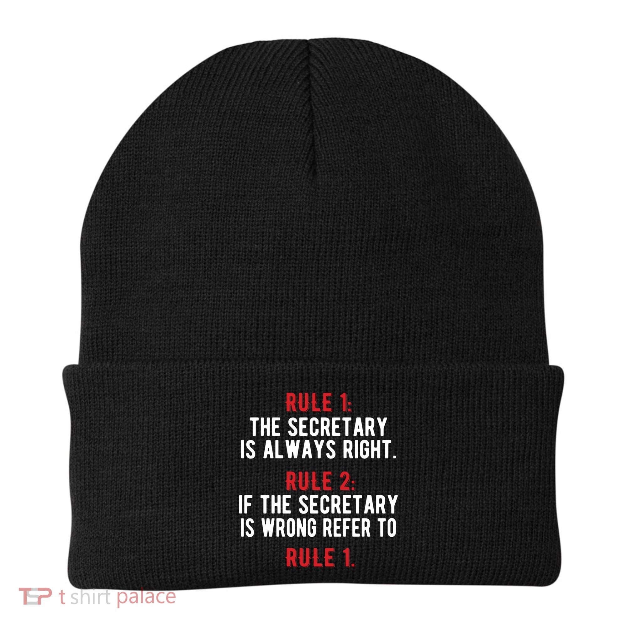 Funny Secretary Rules Secretary Day Cool Gift Beanie