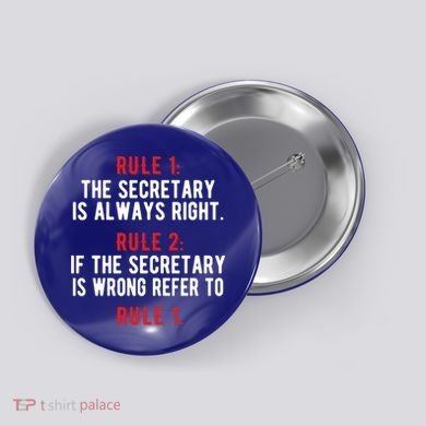 Funny Secretary Rules Secretary Day Cool Gift Button