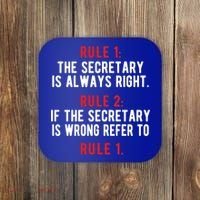 Funny Secretary Rules Secretary Day Cool Gift Coaster thumb 0