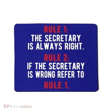 Funny Secretary Rules Secretary Day Cool Gift Mousepad