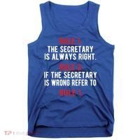 Funny Secretary Rules Secretary Day Cool Gift Tank Top thumb 0