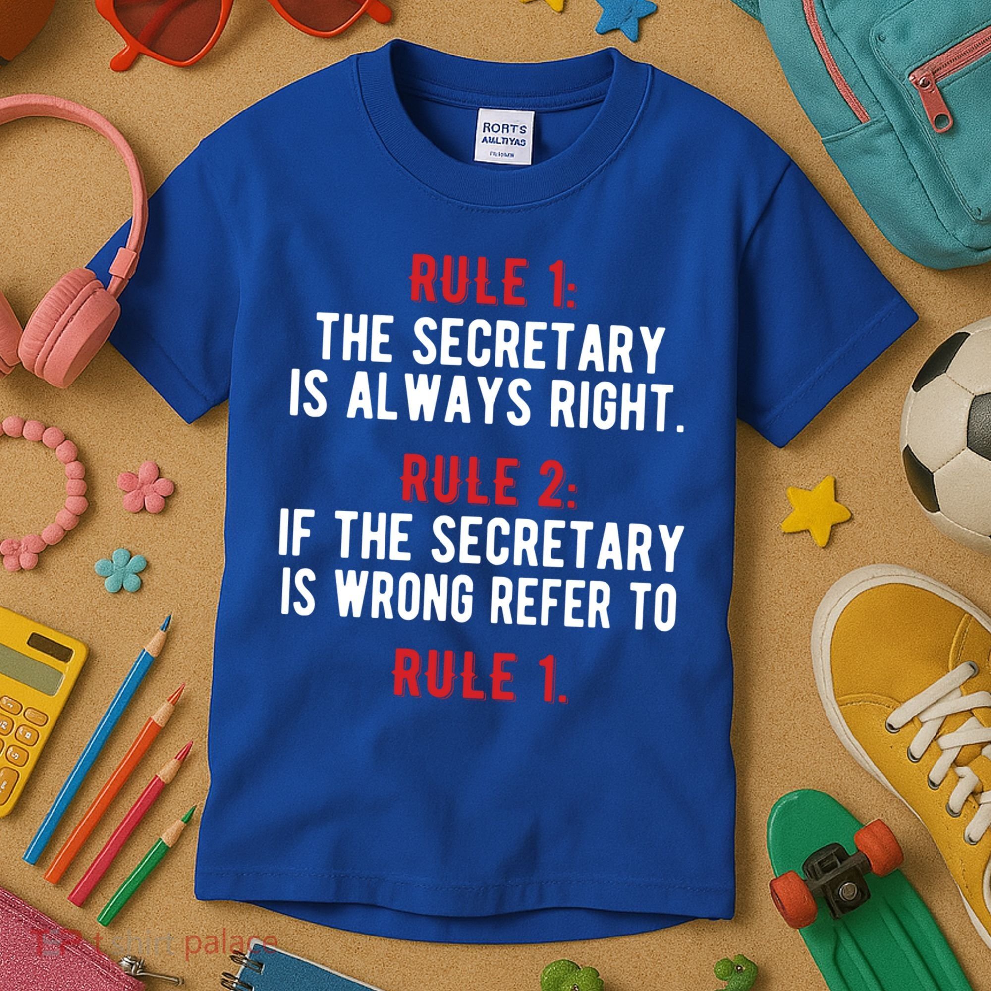 Funny Secretary Rules Secretary Day Cool Gift Kids T-Shirt