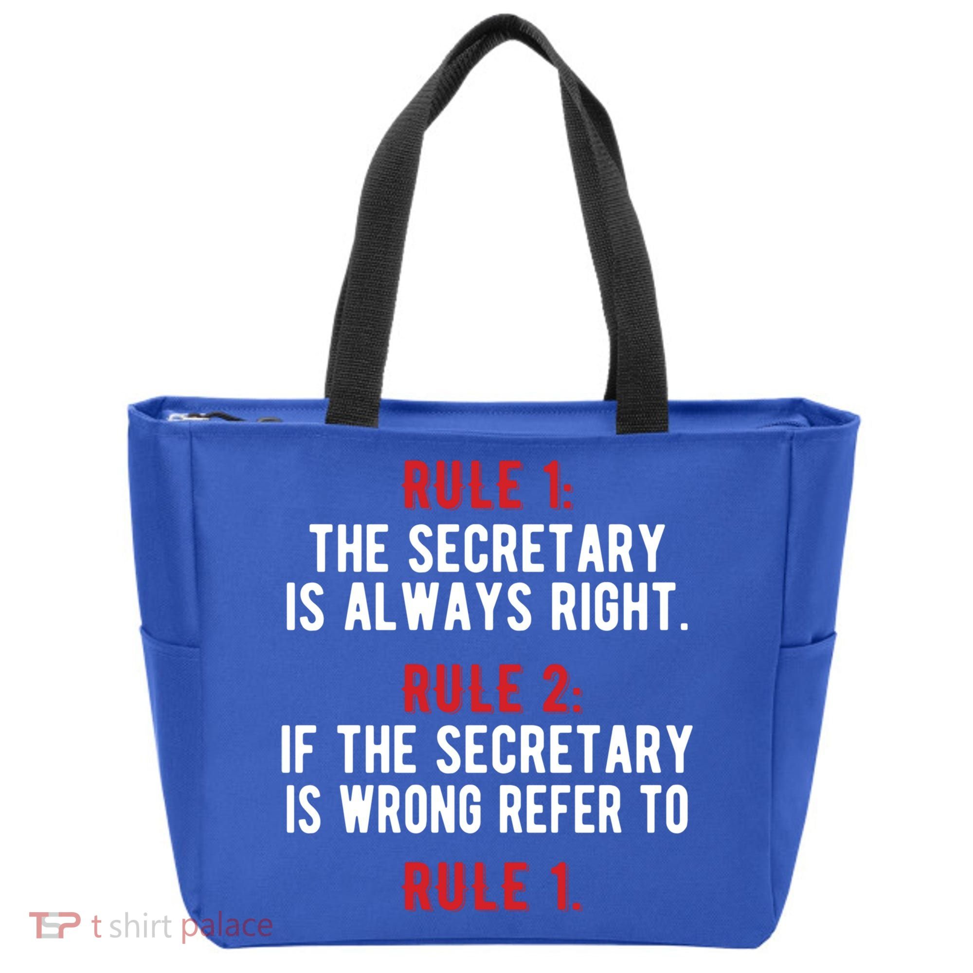 Funny Secretary Rules Secretary Day Cool Gift Tote Bag