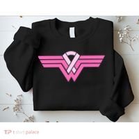 Funny Superhero Ribbon Breast Cancer Awareness Sweatshirt thumb 2