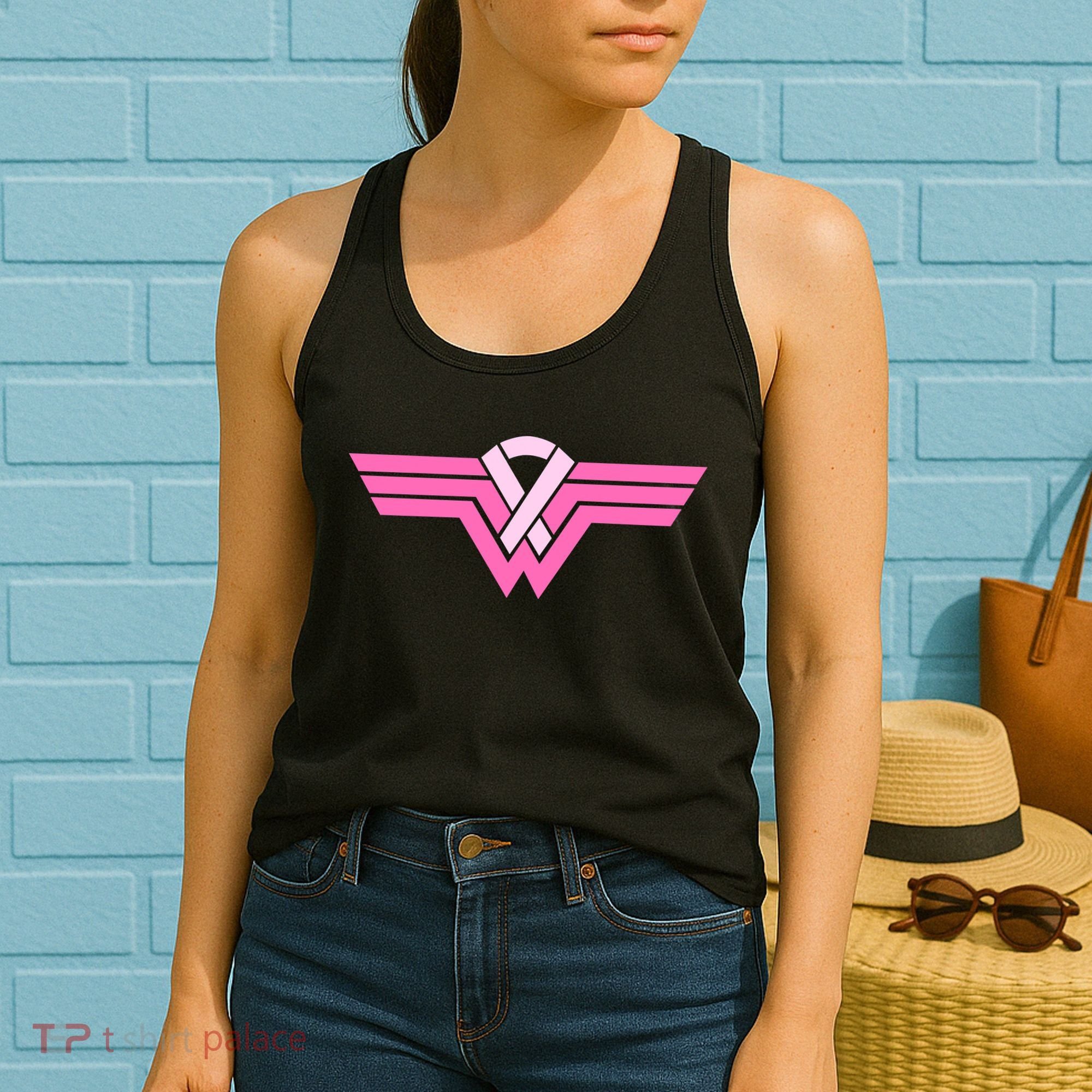 Funny Superhero Ribbon Breast Cancer Awareness Women's Tank Top