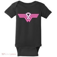 Funny Superhero Ribbon Breast Cancer Awareness Baby Bodysuit thumb 0