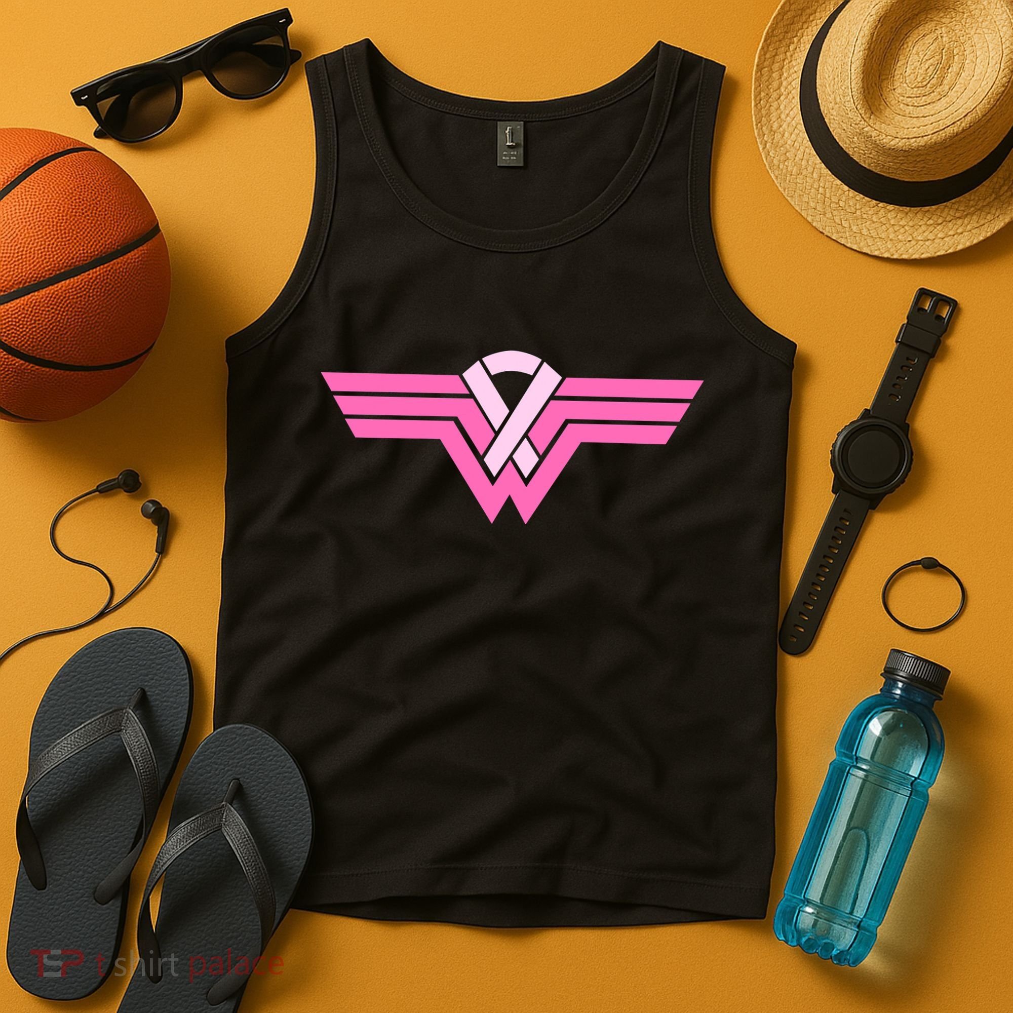 Funny Superhero Ribbon Breast Cancer Awareness Tank Top