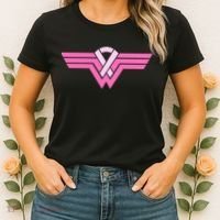 Funny Superhero Ribbon Breast Cancer Awareness Women's T-Shirt thumb 2