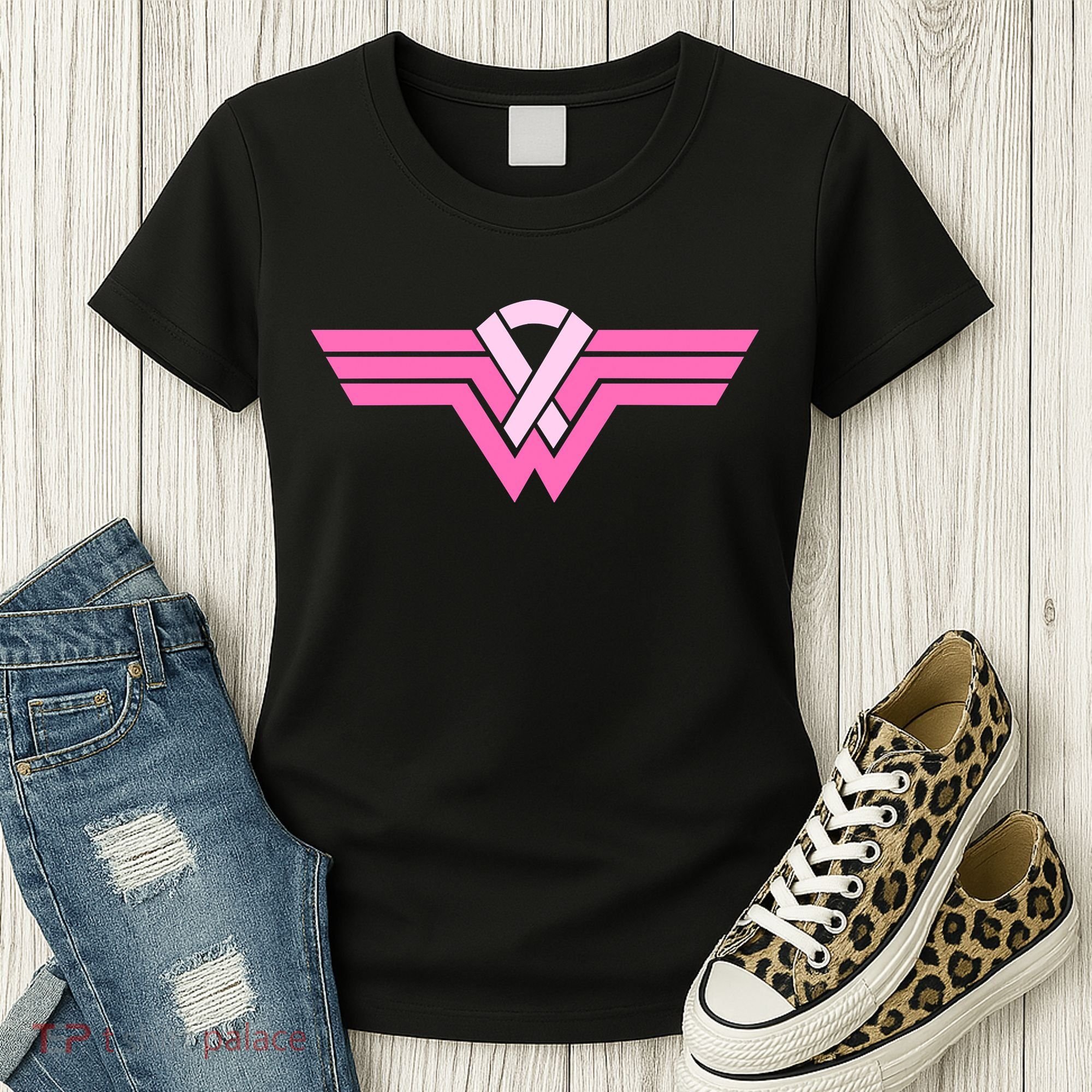 Funny Superhero Ribbon Breast Cancer Awareness Women's T-Shirt