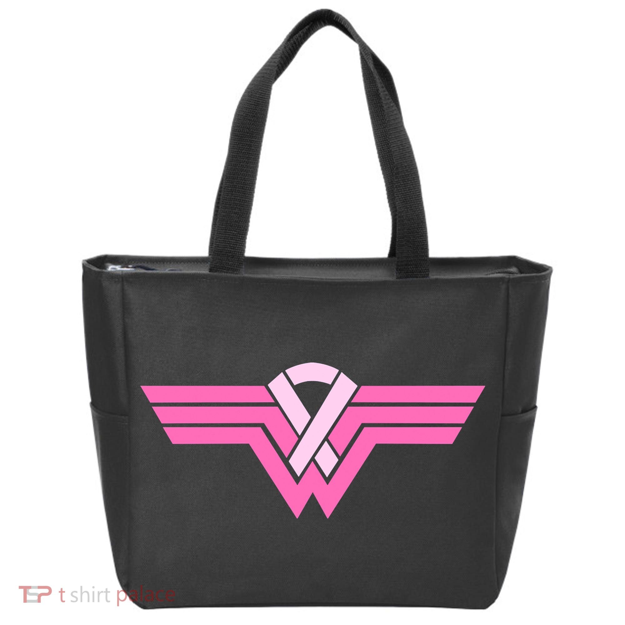 Funny Superhero Ribbon Breast Cancer Awareness Tote Bag