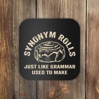 Funny Synonym Rolls Joke Cinnamon Rolls Grammar Pun Teacher Coaster thumb 0