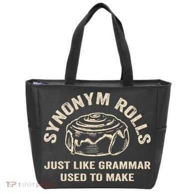 Funny Synonym Rolls Joke Cinnamon Rolls Grammar Pun Teacher Tote Bag