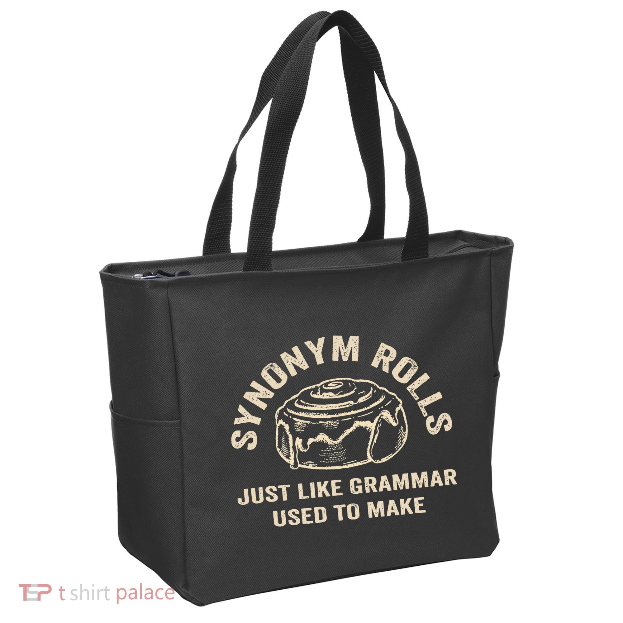 Funny Synonym Rolls Joke Cinnamon Rolls Grammar Pun Teacher Tote Bag