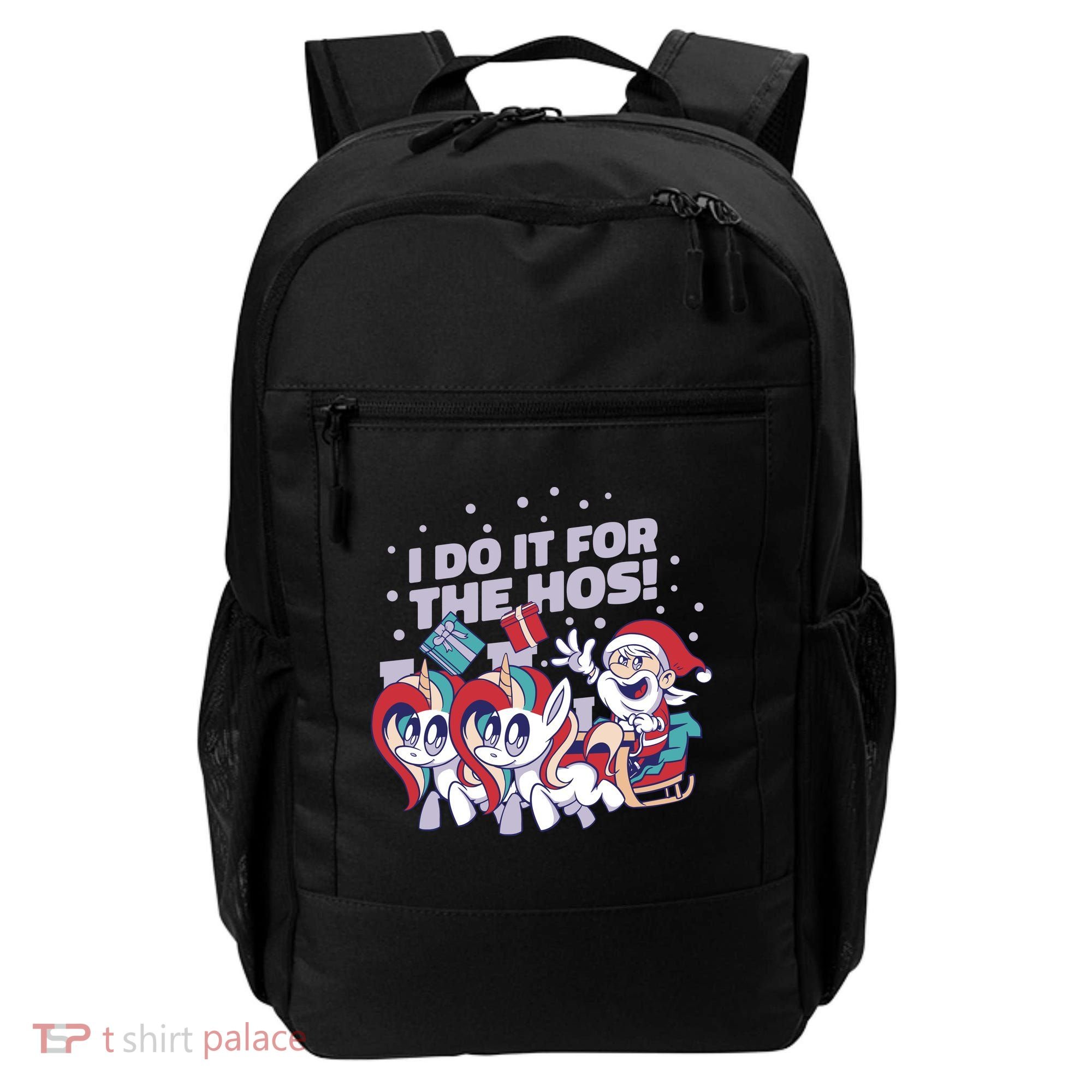 Funny Santa Riding Sleighs With Unicorns Backpack