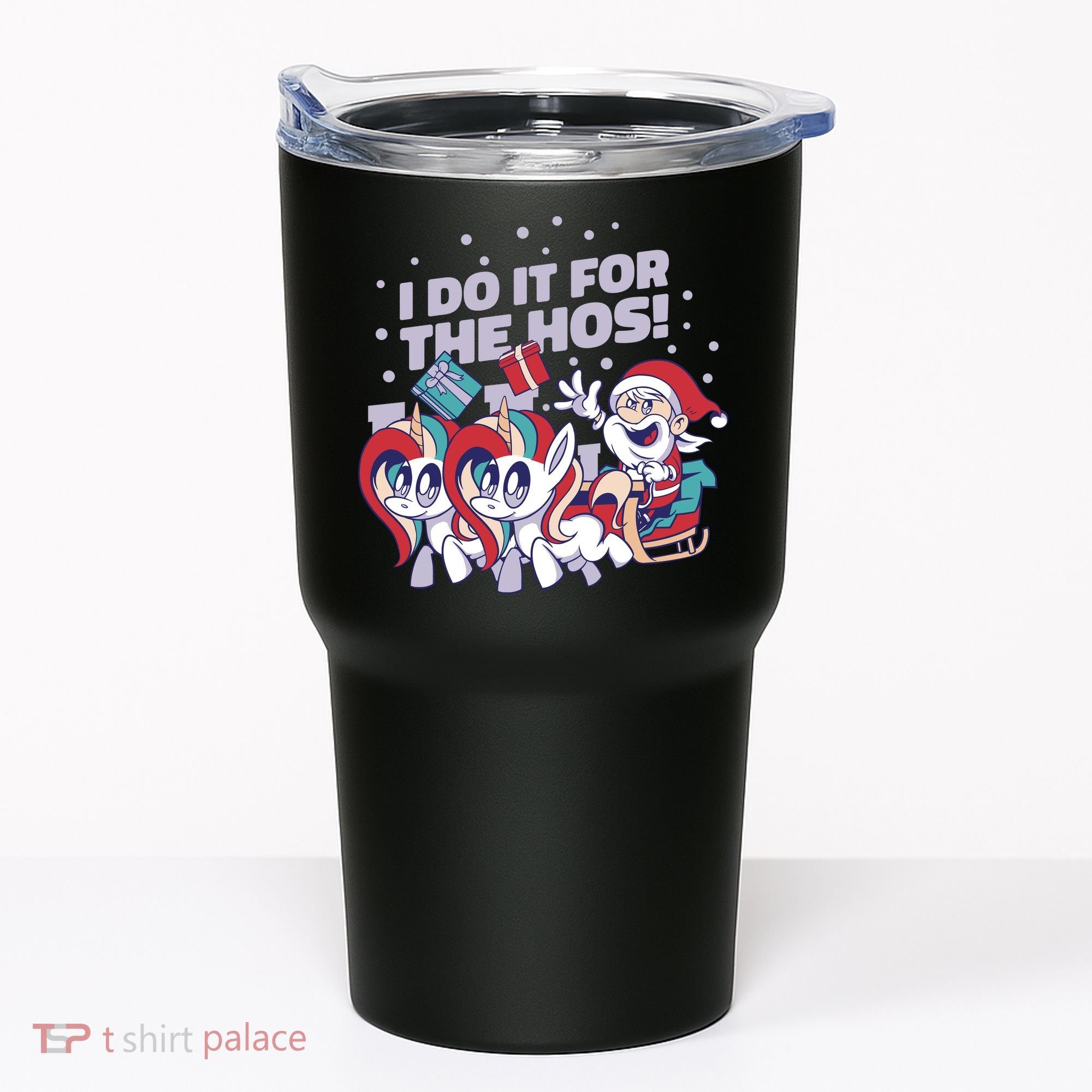 Funny Santa Riding Sleighs With Unicorns Tumbler