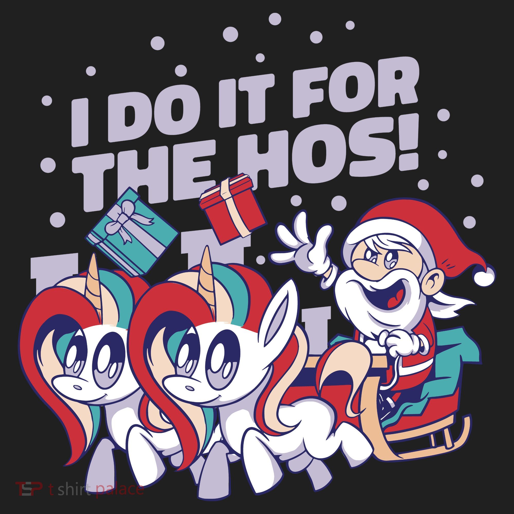Funny Santa Riding Sleighs With Unicorns Hat