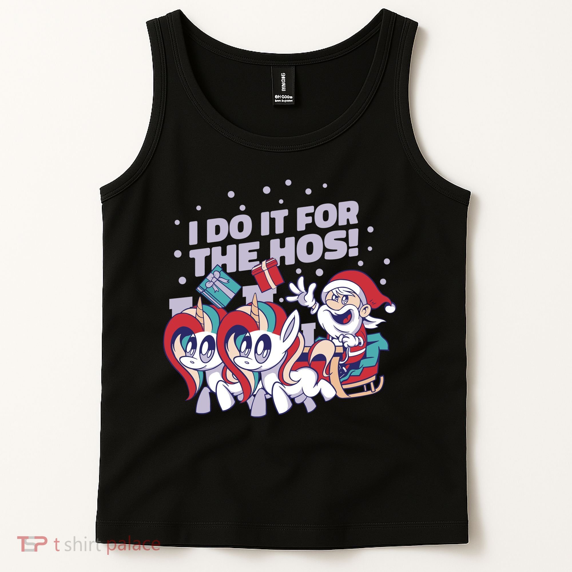 Funny Santa Riding Sleighs With Unicorns Tank Top