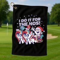 Funny Santa Riding Sleighs With Unicorns Golf Towel thumb 1