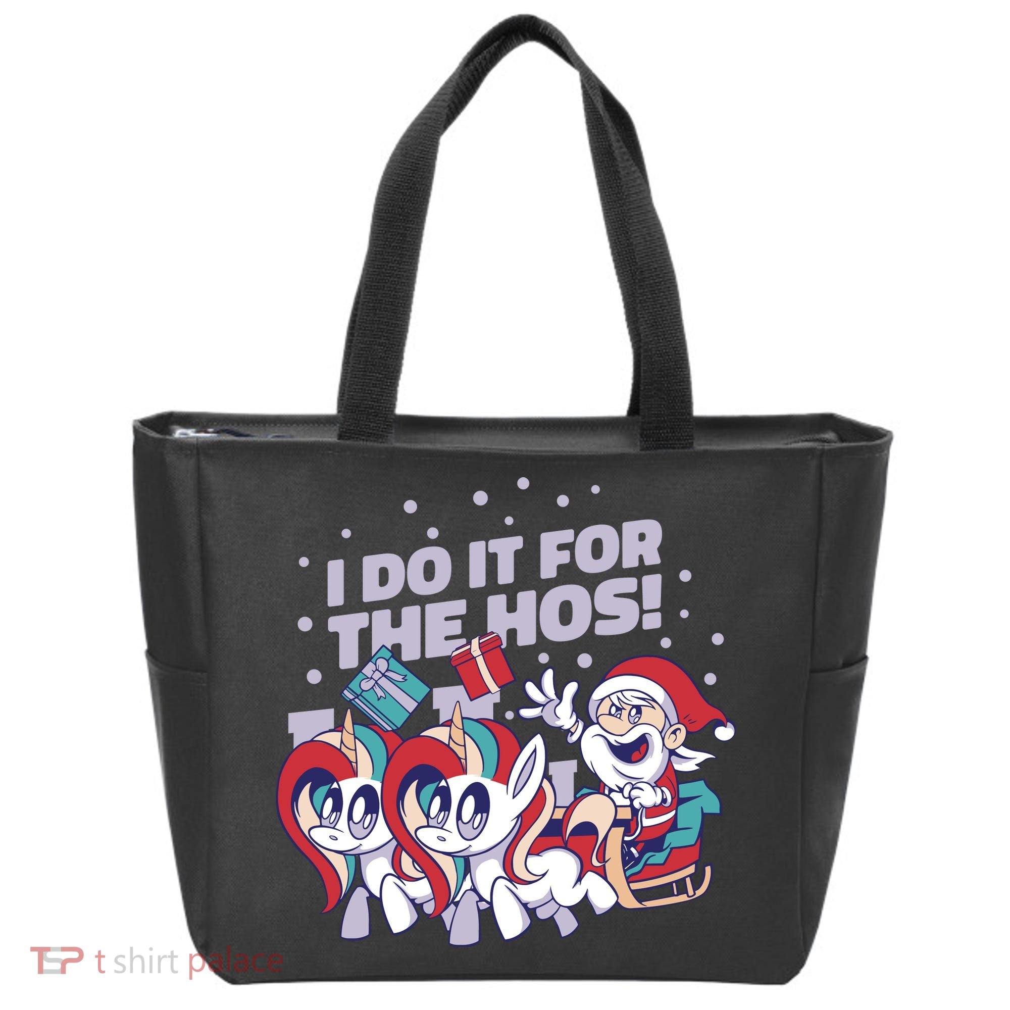 Funny Santa Riding Sleighs With Unicorns Tote Bag