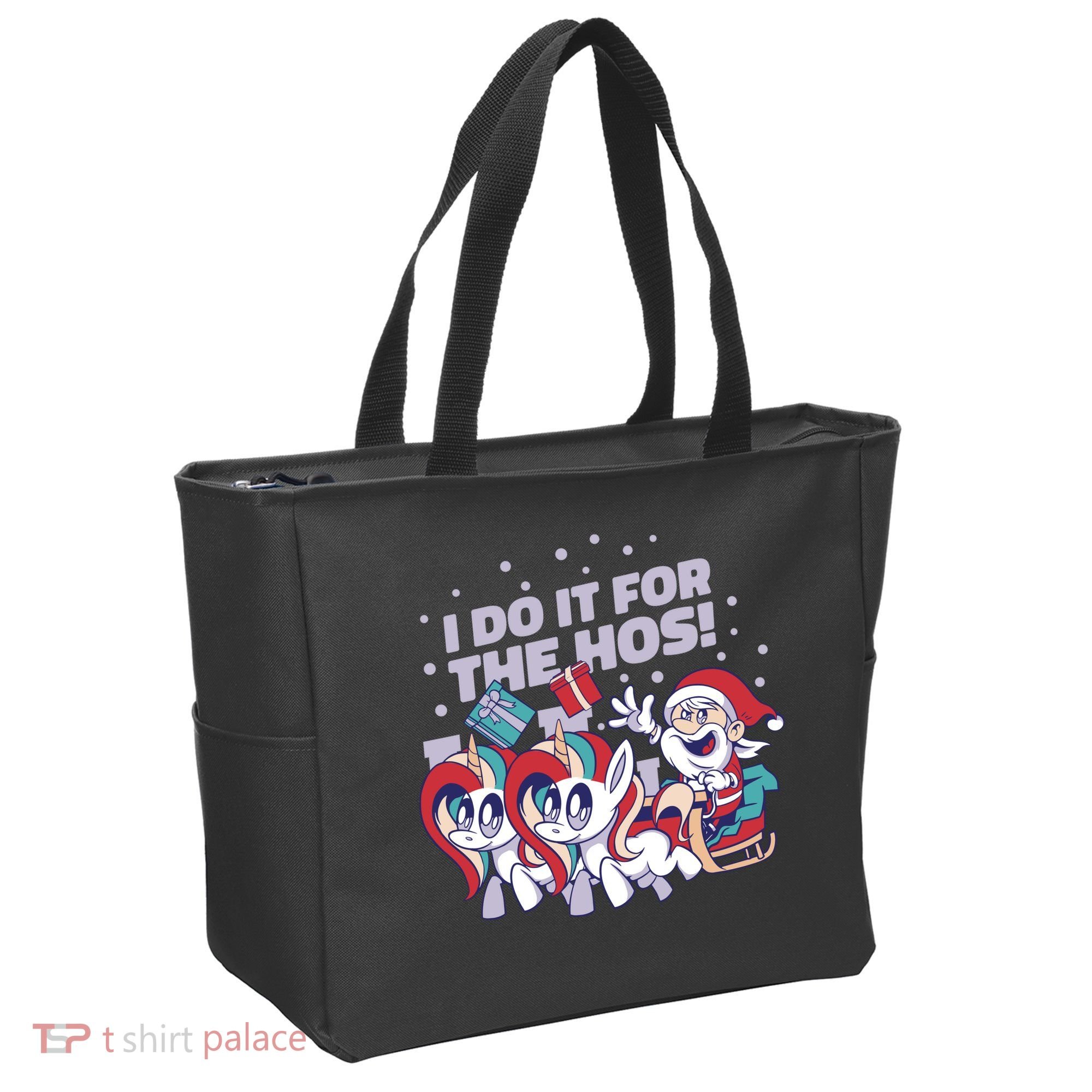 Funny Santa Riding Sleighs With Unicorns Tote Bag