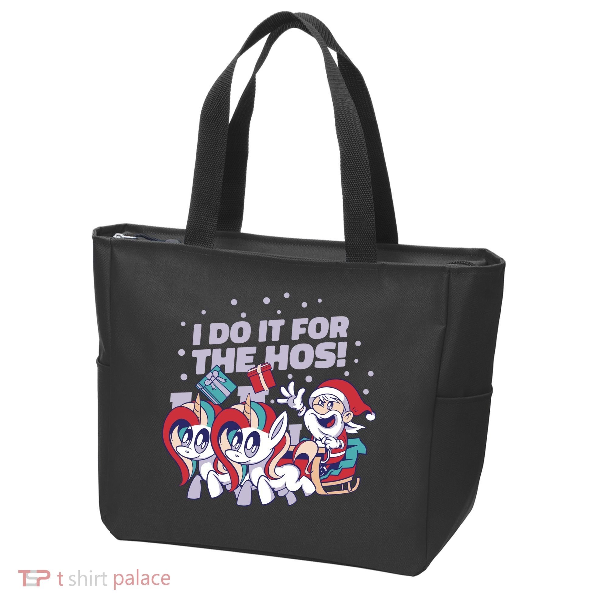 Funny Santa Riding Sleighs With Unicorns Tote Bag