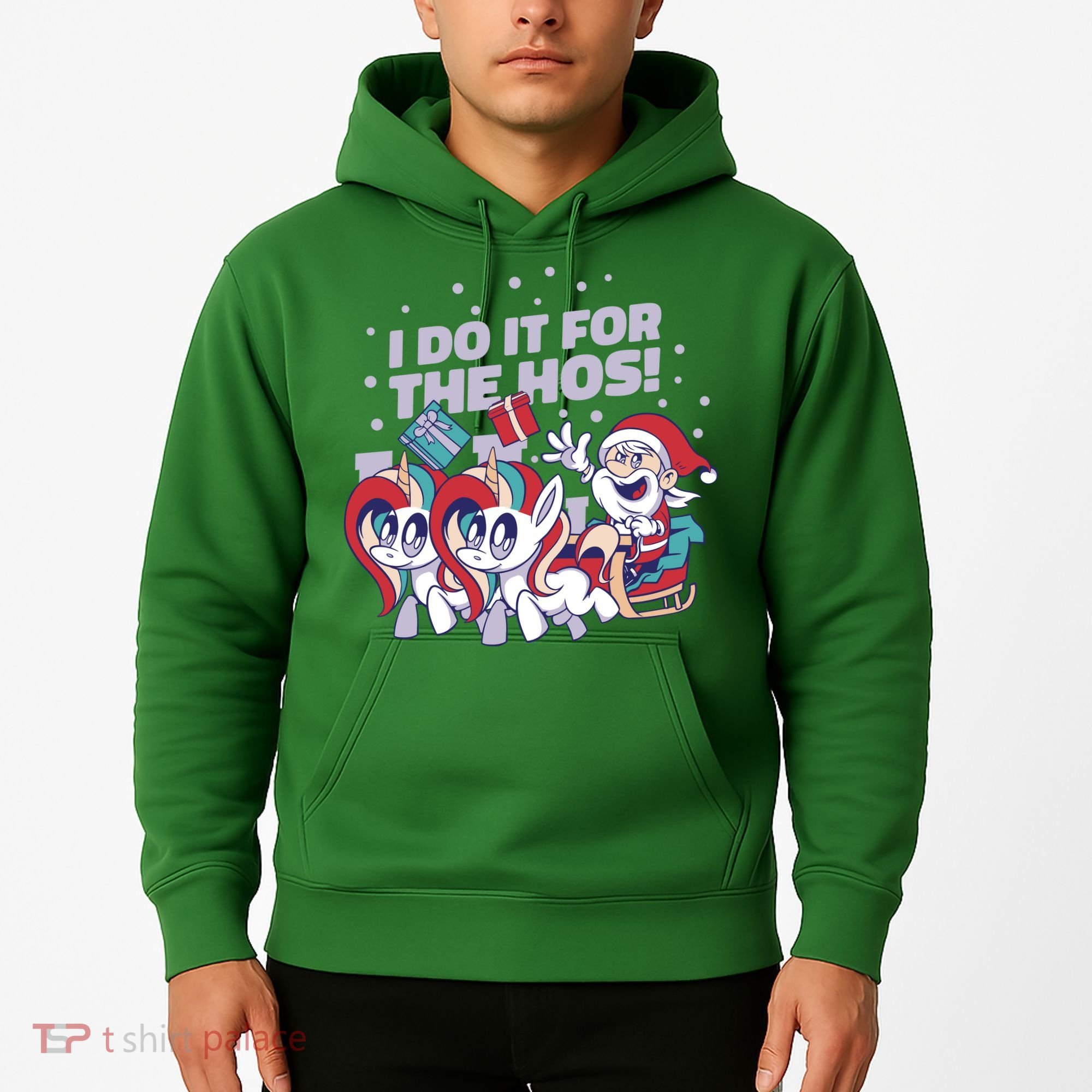 Funny Santa Riding Sleighs With Unicorns Hoodie