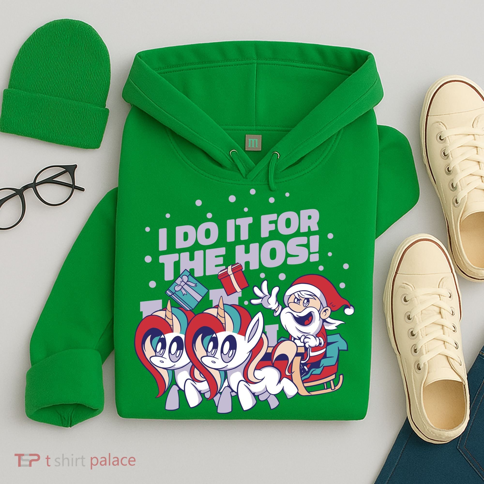 Funny Santa Riding Sleighs With Unicorns Hoodie