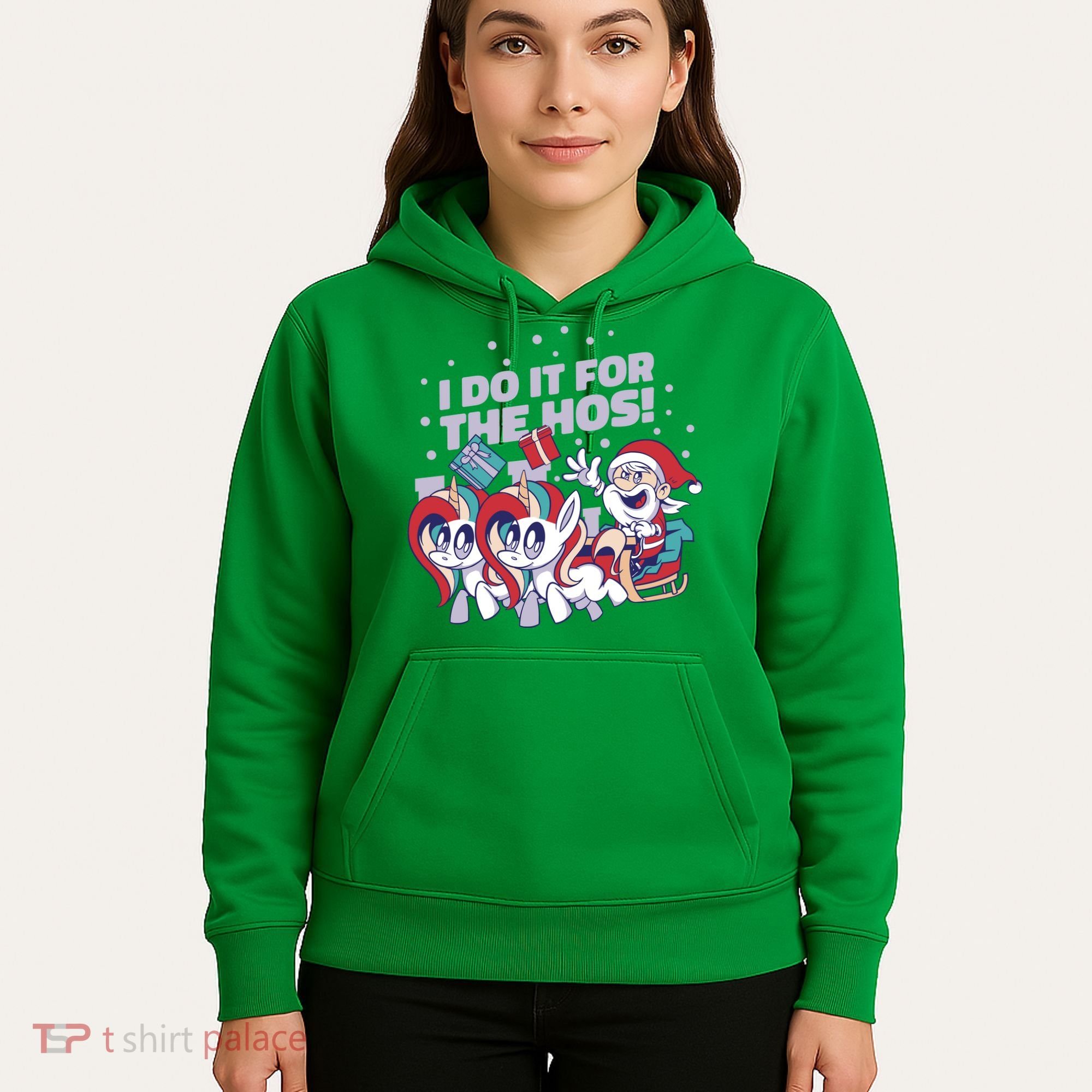 Funny Santa Riding Sleighs With Unicorns Hoodie
