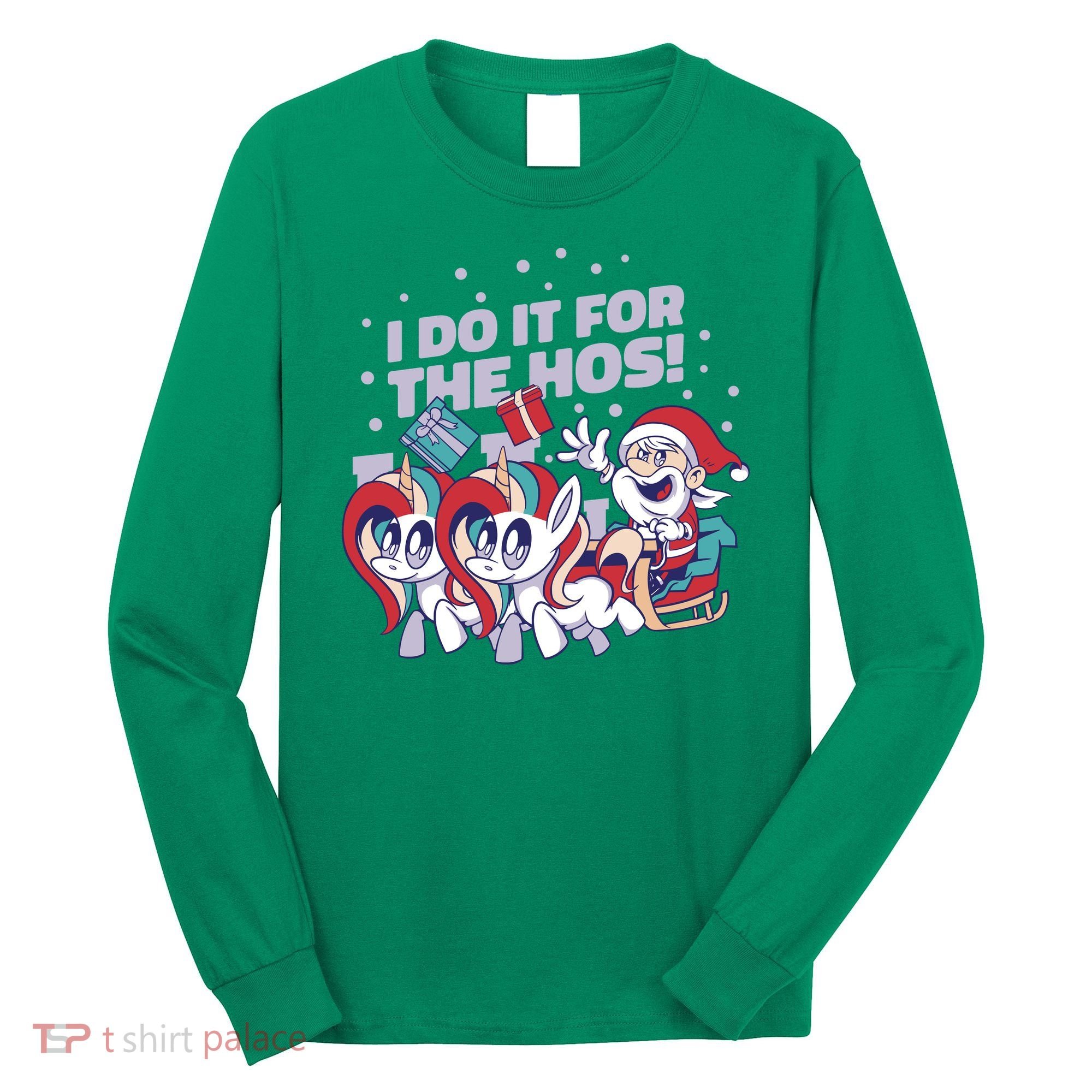 Funny Santa Riding Sleighs With Unicorns Long Sleeve Shirt