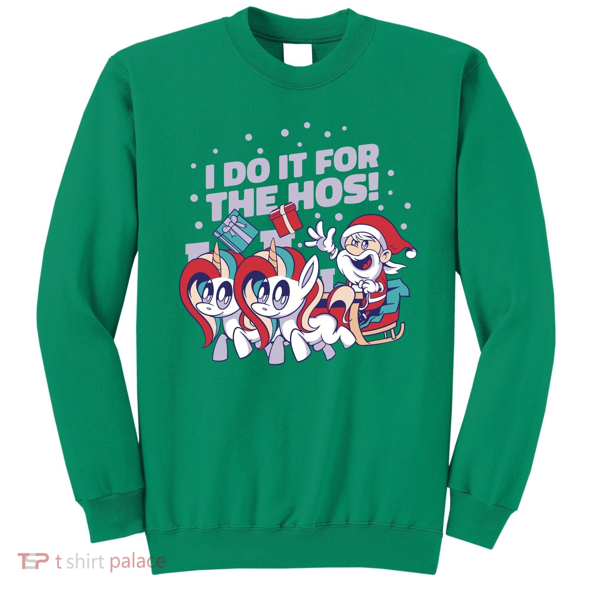 Funny Santa Riding Sleighs With Unicorns Sweatshirt