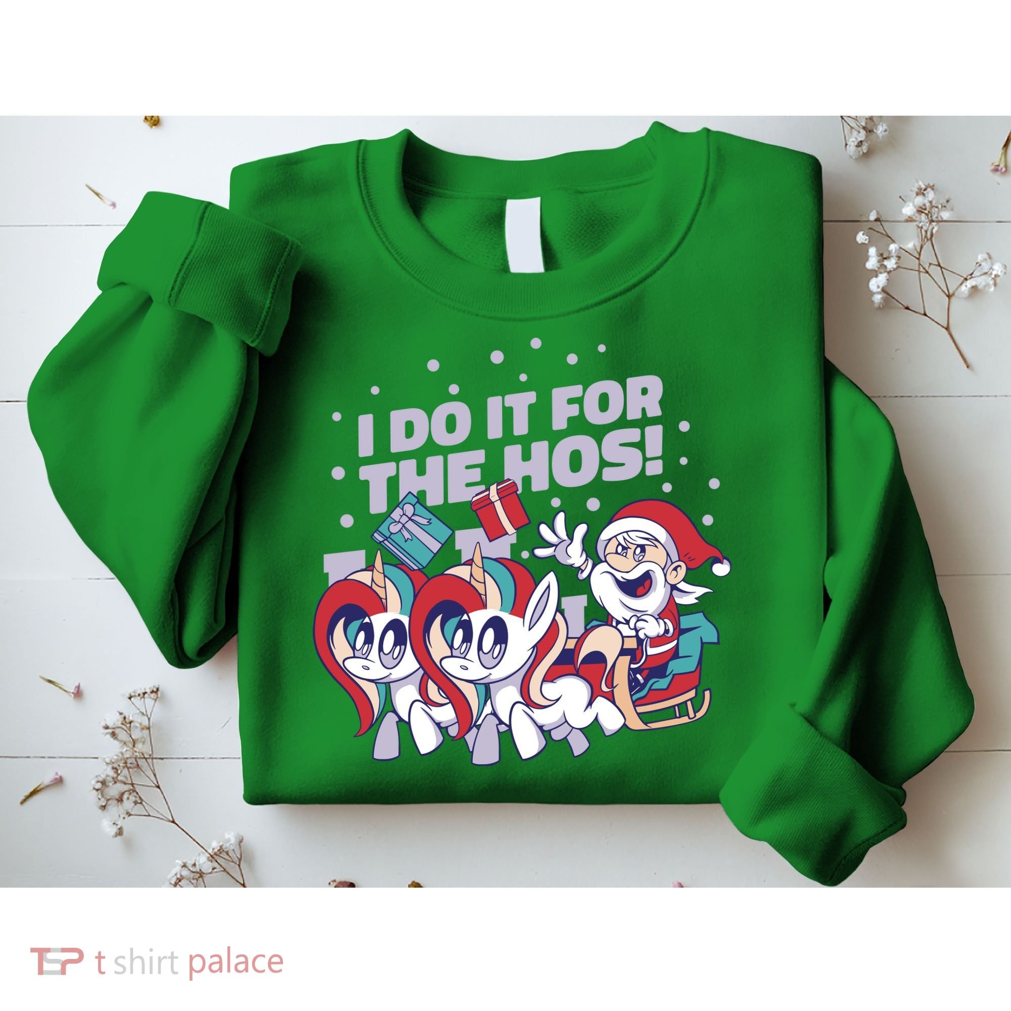 Funny Santa Riding Sleighs With Unicorns Sweatshirt