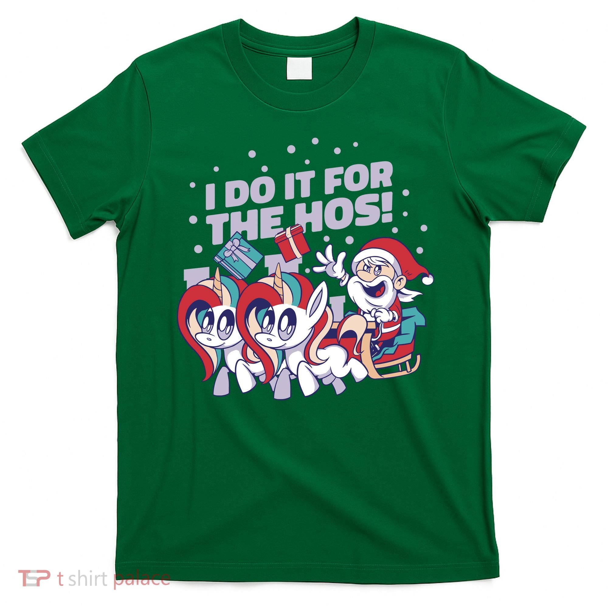 Funny Santa Riding Sleighs With Unicorns T-Shirt