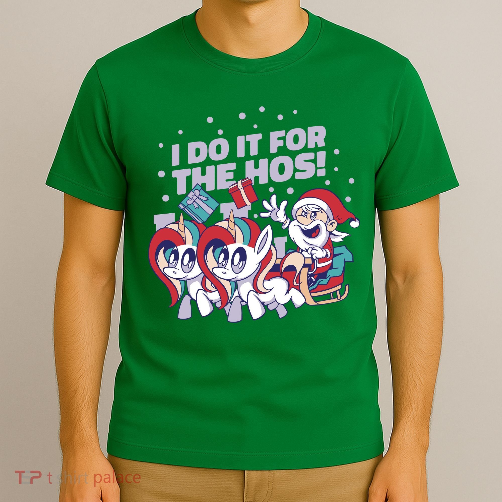 Funny Santa Riding Sleighs With Unicorns T-Shirt